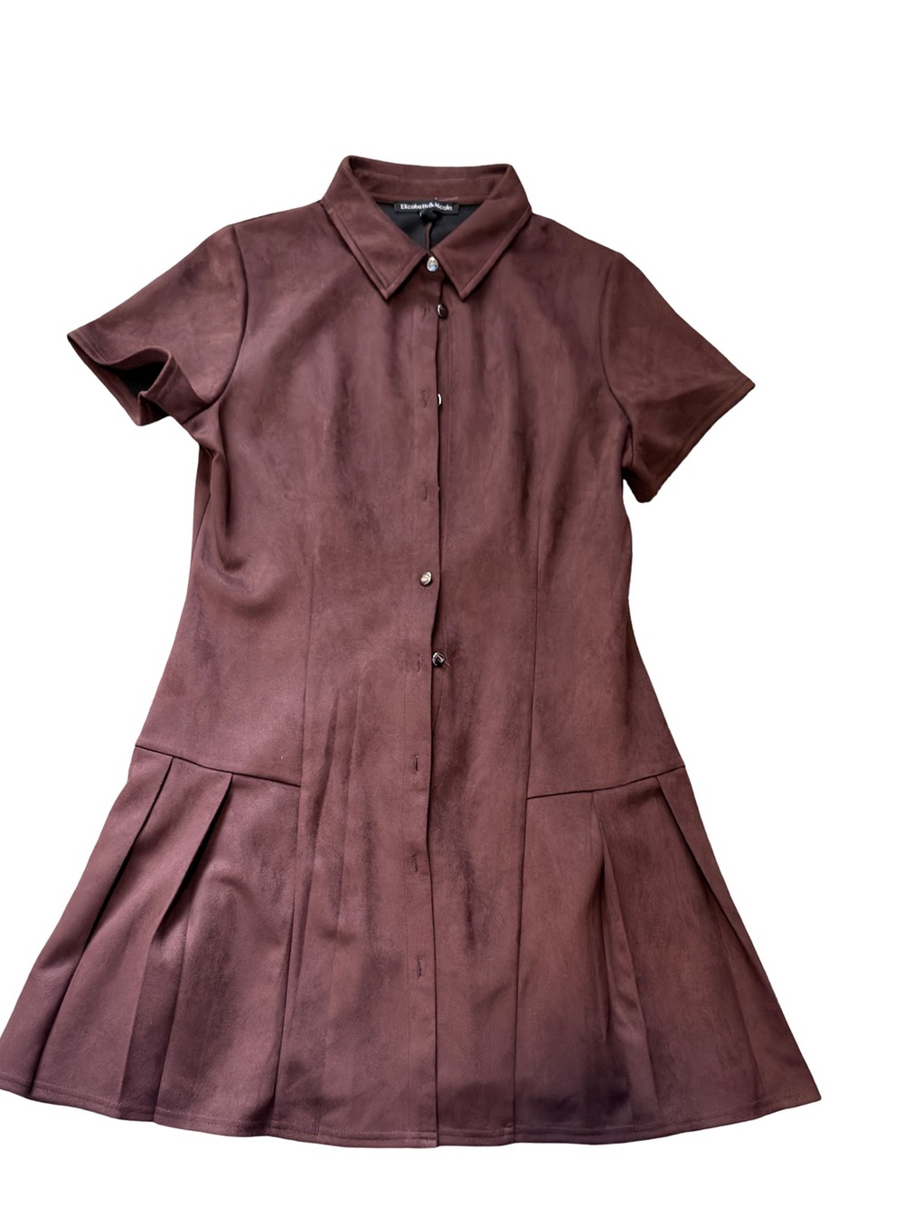 Women's Chocolate Brown Short-Sleeve Button Dress
